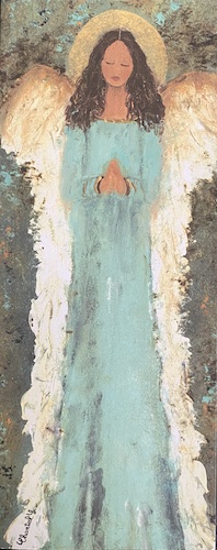 #65 Turquoise Angel Tall Card by Chantal Littleton