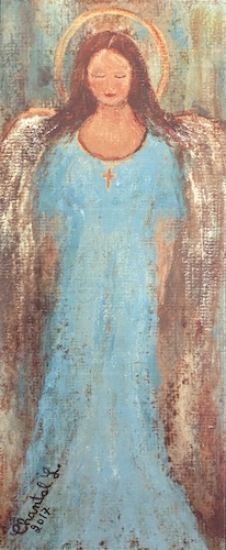 #66 Light Blue Angel Tall Card by Chantal Littleton