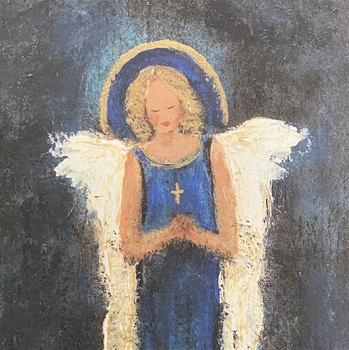 #22 Dark Blue Angel Square Card by Chantal Littleton